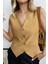 Hardal Astarlı Düğmeli Keten Yelek 3