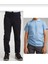 Unisex Çocuk Ribana Bel Siyah Okul Pantolon +Kısa Kol Pamuk Polo Yaka T-Shırt 1