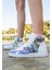 Kadın Vegan Deri Beyaz High Sneakers - New York State of Mind Tasarım 1