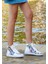 Kadın Vegan Deri Beyaz High Sneakers - New York State of Mind Tasarım 3