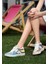 Kadın Vegan Deri Beyaz Sneakers - Dogo Sketch Tasarım 2