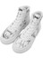 Kadın Vegan Deri Beyaz High Sneakers - Warner Bros Tweety Sketch Tasarım 3