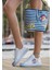 Kadın Vegan Deri Beyaz Sneakers - You, Me and the Sea Tasarım 2
