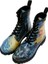 Kadın Vegan Deri Mavi Uzun Bot - Vincent van Gogh The Starry Night Collage Muse Tasarım 2