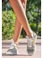 Kadın Vegan Deri Bej Sneakers - Artisan Tasarım 3