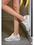 Kadın Vegan Deri Beyaz Sneakers - Bon Voyage Tasarım 2