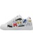 Unisex Çocuk Vegan Deri Beyaz Sneakers - Just Go Somewhere Tasarım 4