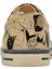 Kadın Vegan Deri Bej Sneakers - Monochrome Cats Tasarım 6