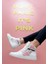 Kadın Vegan Deri Beyaz High Sneakers - Warner Bros Love is Pure Bugs Bunny Tasarım 1