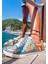 Kadın Vegan Deri Turkuaz Sneakers - Love Tasarım 1