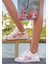 Kadın Vegan Deri Beyaz Sneakers - Pink Paradise Tasarım 1