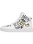 Kadın Vegan Deri Beyaz High Sneakers - Abstract Outline White Tasarım 5