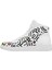 Kadın Vegan Deri Beyaz High Sneakers - Abstract Outline White Tasarım 7