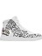 Kadın Vegan Deri Beyaz High Sneakers - Abstract Outline White Tasarım 8