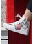 Kadın Vegan Deri Beyaz High Sneakers - Love Me Tasarım 1