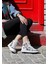 Kadın Vegan Deri Beyaz High Sneakers - Love Me Tasarım 2