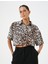 Oversize Leopar Desenli Crop Gömlek Kısa Kollu 1