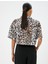 Oversize Leopar Desenli Crop Gömlek Kısa Kollu 4