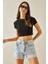 Siyah Bisiklet Yaka Crop Bluz 5YXK2-48551-02 1