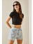 Siyah Bisiklet Yaka Crop Bluz 5YXK2-48551-02 4