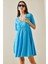 Bebe Mavisi V Yaka Dokulu Elbise 5YXK6-48558-55 5