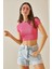 Pembe Bisiklet Yaka Crop Bluz 5YXK2-48551-20 1