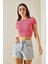 Pembe Bisiklet Yaka Crop Bluz 5YXK2-48551-20 2