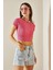 Pembe Bisiklet Yaka Crop Bluz 5YXK2-48551-20 3