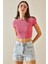 Pembe Bisiklet Yaka Crop Bluz 5YXK2-48551-20 4