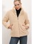 5178 Astarlı Peluş Mont - Krem 1