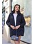 Kapüşonlu Oversize Şişme Mont - Lacivert 1