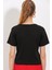 Kadın Siyah Düğme Detaylı Kısa Kol Tişört 903 4