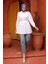 Beyaz Piliseli Poplin Tunik 4