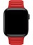 Apple Watch 2/3/Ultra Uyumlu Kordon Suni Deri Mıknatıslı Kayış, Kırmızı 2