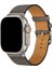 Apple Watch 2/3/Ultra Uyumlu Kordon Deri Metal Tokalı Şık Kayış, Gri 4