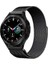 Samsung Galaxy Watch 4 Uyumlu Kordon Hasır Metal Örgü Mıknatıslı Kayış, Siyah 2