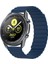 Samsung Galaxy Watch 4 Uyumlu Kordon Suni Deri Bakla Tasarımlı Kayış, Lacivert 1