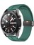 Samsung Galaxy Watch Uyumlu Kordon Silikon Magnetik Mıknatıslı Toka Spor Kayış, Koyu Yeş 2