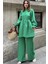 Yeşil Hakim Yaka Balon Kol Tunik Bol Paça PantolonTakım 1
