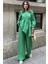 Yeşil Hakim Yaka Balon Kol Tunik Bol Paça PantolonTakım 3