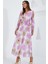 Kadın Pembe Bej Çiçek Desenli Şifon Elbise 2134 1