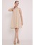Kadın Bej Mini Keten Elbise 2491 2