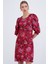 Kadın Bordo Gül Desenli Midi Elbise 2477 2