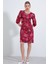 Kadın Bordo Gül Desenli Midi Elbise 2477 3