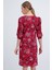 Kadın Bordo Gül Desenli Midi Elbise 2477 5
