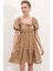 2351 Kloş Poplin Elbise - Camel 1