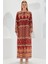 Kadın Kiremit Bej Desenli Uzun Viskon Elbise 1947 2