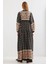 2423 Otantik Desenli Elbise - Siyah - Hardal 5