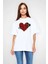 Melen Moda Unisex Bisiklet Yaka Baskılı Oversize T-Shirt - Beyaz 1