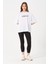 Kadın Bisiklet Yaka Baskılı Oversize T-Shirt 3